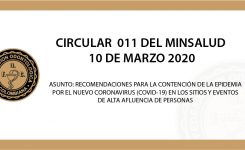 CIRCULAR  EXTERNA 011 DEL MINSALUD  10 DE MARZO 2020
